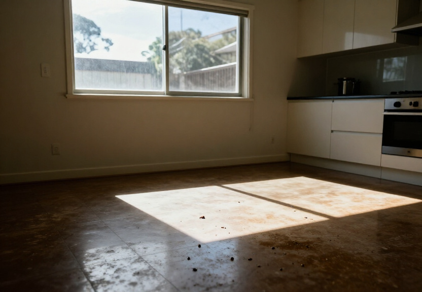 Rodent droppings and damage in a Vaucluse kitchen before treatment